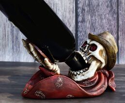 Rustic Western Gritty Budge Cowboy Skull Skeleton with Hat Drinking Wine... - $475.05 MXN