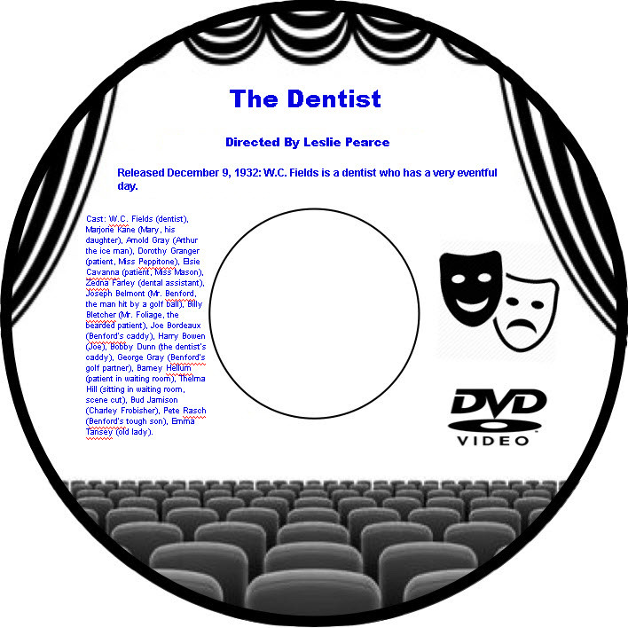 The Dentist 1932 DVD Movie Comedy WC Fields Marjorie Kane Arnold Gray Dorothy Gr