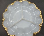 Vintage Anchor Hocking Fire King Milk Glass Divided Relish Tray, Gold Trim - $15.79