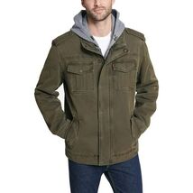 Levi&#39;s Mens Military Jacket Green Olive Washed Cotton Sherpa Lined Hoode... - $98.99