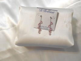 B.Brilliant 2"Sterling Silver Pink Cubic Zirconia Dangle Drop Earrings Y428 $125 - £41.42 GBP
