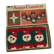 Christmas Holiday Glass Covers (6) Dan-Dee Santa Coasters VTG 1968 Festi... - $16.82