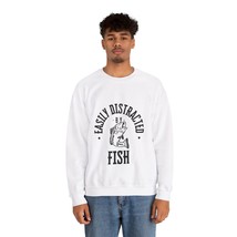 easily distracted by fish outdoor fun Unisex Heavy Blend™ Crewneck Sweat... - $27.70+