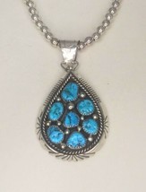 Signed M Native American Cluster Turquoise Sterling Silver 925 Bead Neck... - £238.20 GBP