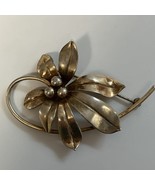 Vintage Forstner Vermeil Sterling Silver Floral Leaves 2.5” Brooch Pin - $41.64 CAD
