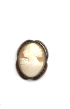 Vintage Cameo Brooch Pin Art Deco Carved Shell Victorian cottagecore steampunk - £38.91 GBP