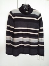 PRIA LADIES LS STRIPED TURTLENECK SWEATER-100% COTTON-BARELY WORN-SOFT/C... - $6.79