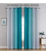 Blackout Curtains &amp; Drapes for Bedroom Room 52&quot; X 95&quot; Turquoise &amp; Grey - $22.76