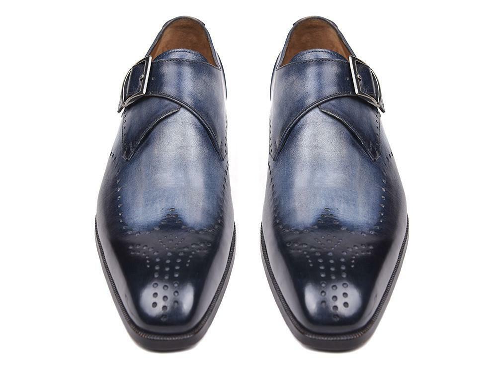 Men's Two Tone Colors Brogues Toe Buckle Straps Monk Real Leather Shoes US 7-16