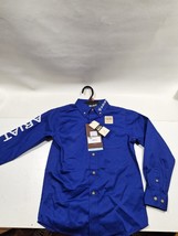 Ariat® Boys Team Logo Blue Long Sleeve Button-Up Shirt 10030164 XS - £34.92 GBP