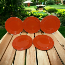 Rachael Ray Double Ridge Orange Dinner Plates 11&quot; Set of 5 - £27.84 GBP