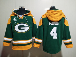 Brett Favre #4 Green Bay Packers Green Lace-Up Pullover Jersey Hoodie - £60.39 GBP