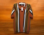 PacSun Button Down Brown Rust Black Stripe Woven Knit Polo Shirt Short S... - £27.09 GBP