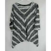 Absolutely Famous Black &amp; Gray Chevron Sweater With Shark Bite Hem Size 2X - £12.32 GBP