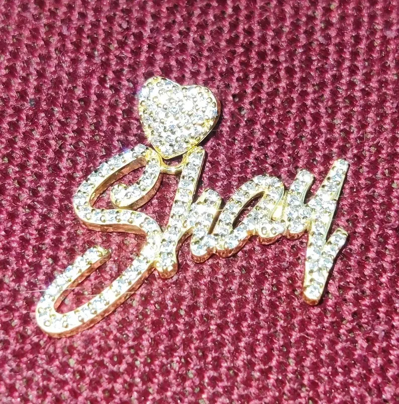  1Ct  Lab-Created Diamond Pendant Custom Name Pendant 14K Yellow Gold Pl... - $149.99