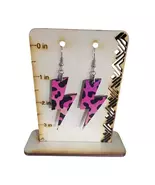 Neon Leopard Lightning Bolt Acrylic Drop Earrings - Pink/Yellow/Black Le... - $12.00