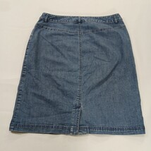 Petite Sophisticate Stretch Women's Blue Cotton Blend Rear Slit Denim Skirt Sz 8 image 13