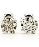 Real Diamond Stud Earrings Round 1.83 Carat J/K SI1/2 IGI Cert 14K White... - £2,251.95 GBP