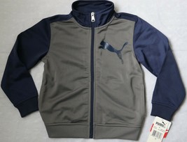 PUMA Boy`s Zipper Front Jacket 4 Sweatshirt Gray Blue Athletic Sport New - £15.89 GBP