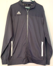 Adidas sweatshirt size L men zip close pockets gray - £11.30 GBP