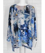 JESS &amp; JANE Shirt French Brushed Carolina Blue Grey Floral Print NWT Small - $79.19