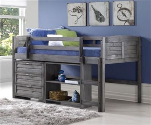 Hailey Grey Modern Loft with Dresser and Bookshelves - $593.01