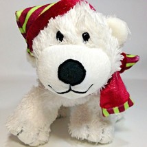 Commonwealth Polar Bear Plush White Stuffed Animal Red Green Striped Scarf NWT - £14.07 GBP