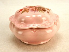 Vintage Porcelain Trinket Box, Dusty Rose, Floral Artwork, M.Brinks Style - £19.33 GBP