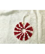 Holiday Christmas Candy Ornament Macrame Handmade Red White Medium Size ... - $9.81 CAD