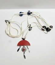 Vintage Southwestern Costume Handmade Double Loop Necklace 16&quot; B65 - £19.12 GBP