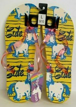 Royal Deluxe Accessories Yellow Unicorn&#39;Cute&#39; Printed Adult Flip Flops S... - £9.51 GBP