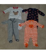 4 Pairs Footie Pajamas Lot NB Newborn 0-3 Months Woodland Halloween Chri... - £10.63 GBP