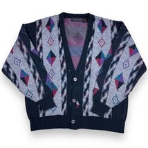Vintage 90s Michael Gerald Knit Cardigan Sweater Mens XL Button Front Ac... - $34.64