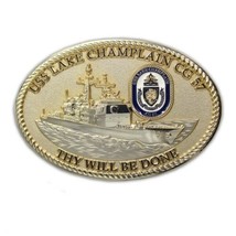 USS LAKE CHAMPLAIN CG-57 GOLD 3&quot; BELT BUCKLE - $49.99