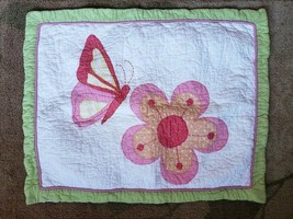Britannica Quilt Quilted Pillow Sham Butterfly on Flower 24&quot; x 30&quot; 100% Cotton - £7.98 GBP