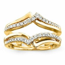 Yellow Gold Plated 0.40Ct Moissanite Solitaire Jacket Enhancer Wedding Wrap Ring - £72.07 GBP