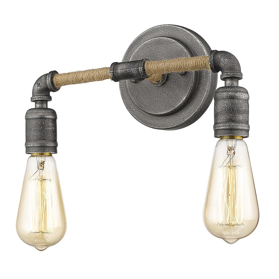 Industrial Vintage Gray Rope-Wrapped Dual Light Wall Sconce | 6&quot;x12&quot; - $299.05