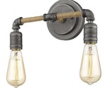Industrial Vintage Gray Rope-Wrapped Dual Light Wall Sconce | 6&quot;x12&quot; - $299.05