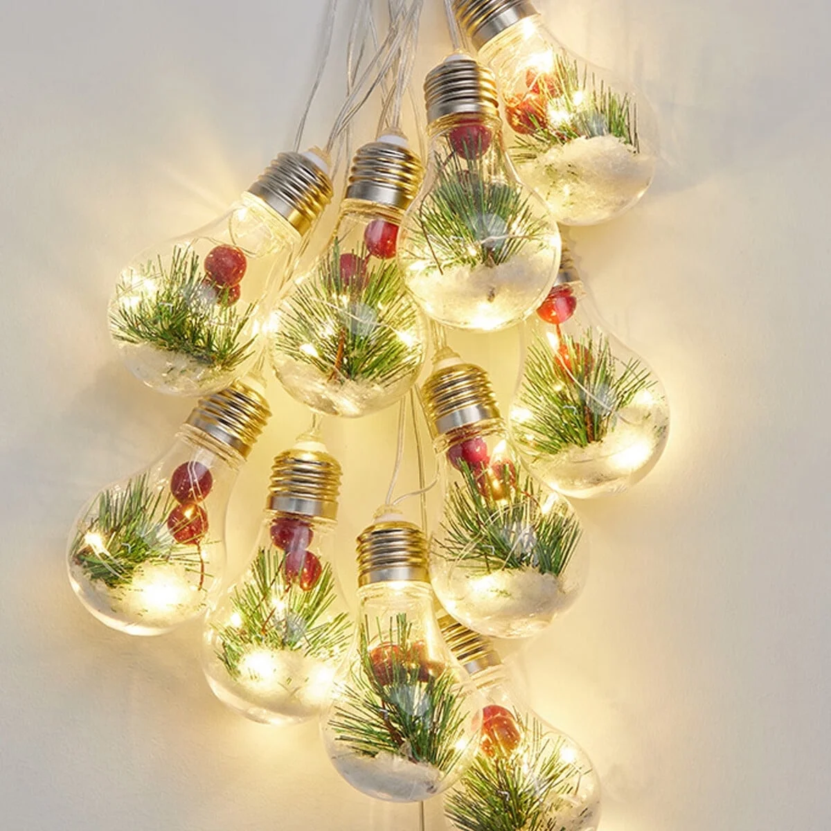  13FT Christmas Snow Globe String Lights, 10 LED Bulb Fairy Lights  - £8.71 GBP