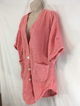 Intimate Moods Womens M Pink Vtg Turkish Cotton Chenille Button Frt Nigh... - £30.86 GBP