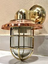 Masthead Arched Bulkhead Brass Swan Wall Sconce Light With Copper Shade Lot Of 2 - £207.10 GBP