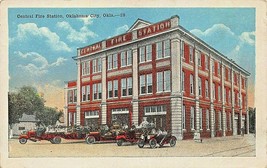 Oklahoma City Ok~Central Fire STATION~1920s Postcard - £5.71 GBP