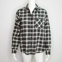 Wilfred Free Aritzia Plaid Flannel Shirt Button Front Black Off White XS NWT NEW - £29.80 GBP
