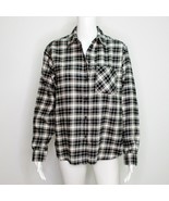 Wilfred Free Aritzia Plaid Flannel Shirt Button Front Black Off White XS... - £29.94 GBP