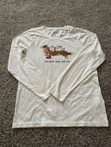 J.Crew Collector Tee Dachshund Dog Long Sleeve &quot;Drinks are on Me&quot; Size S... - $26.17