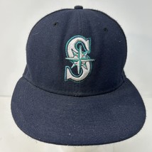 New Era 59Fifty Seattle Mariners Hat Blue Embroidered Logo Fitted 7 1/4 - £13.44 GBP