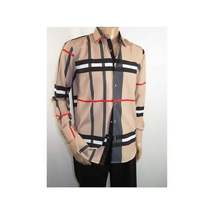 Men Sports Shirt by DE-NIKO Long Sleeves Fashion Print Soft Modal NK1010 Tan image 10