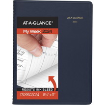 AT-A-GLANCE 2024 Weekly Appointment Book Planner Navy Large 8 14 x 11 - Weekly - £30.85 GBP