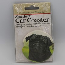Super Absorbent Car Coaster - Dog - Pug - Black - $5.44