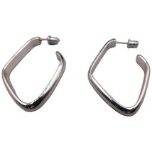 Vintage Pierced Earrings Women Geometric Shaped Open Work Dangle Silver Tone - £6.98 GBP